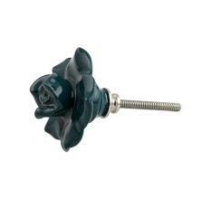 Forest Green Rose Ceramic Dresser Knob